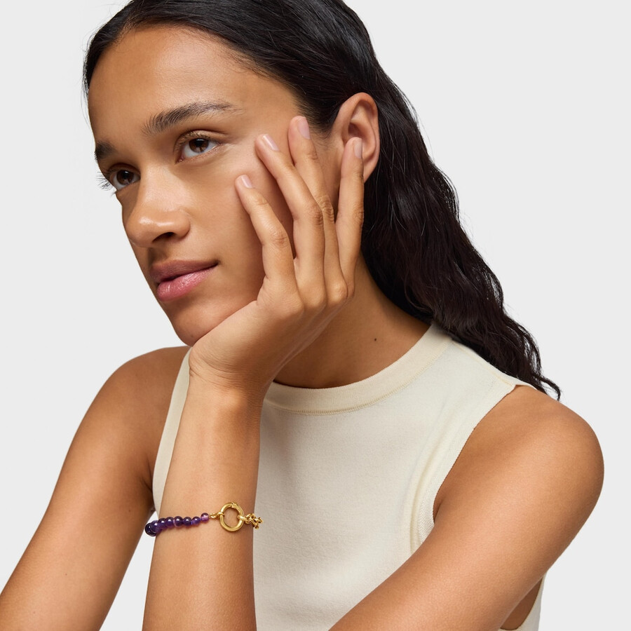 armband mit 18-karätiger vergoldung über silber und amethyst