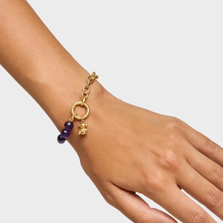 armband mit 18-karätiger vergoldung über silber und amethyst
