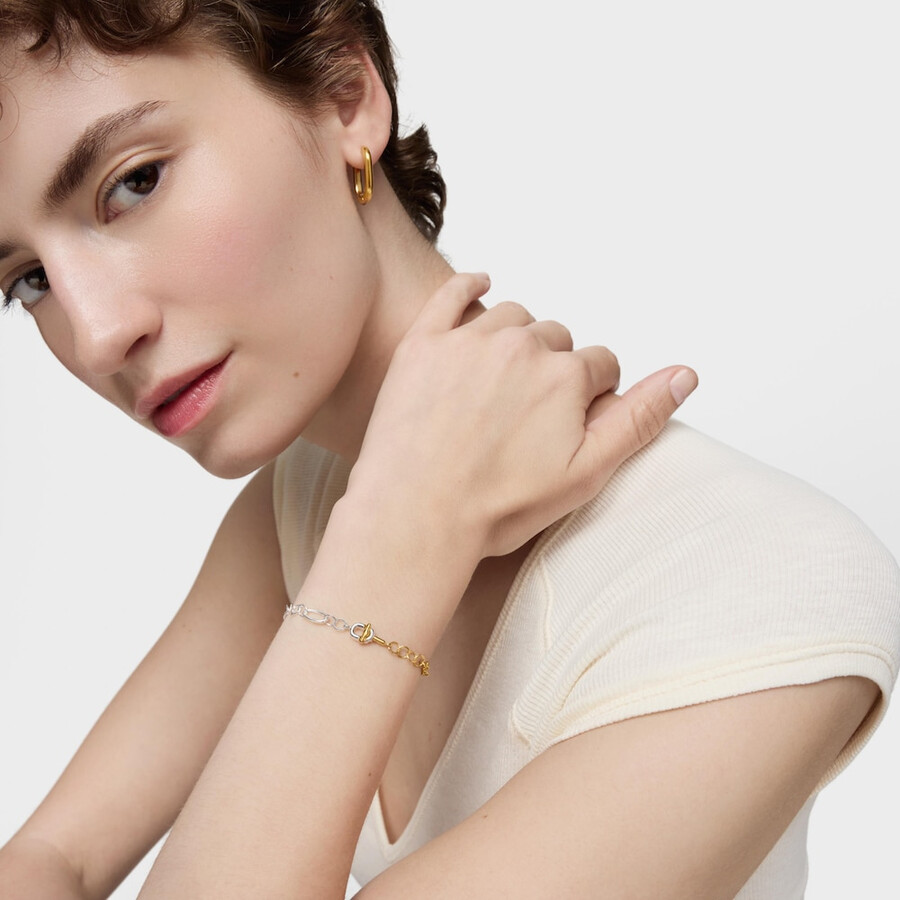 kleines zweifarbiges kettenarmband tous manifesto