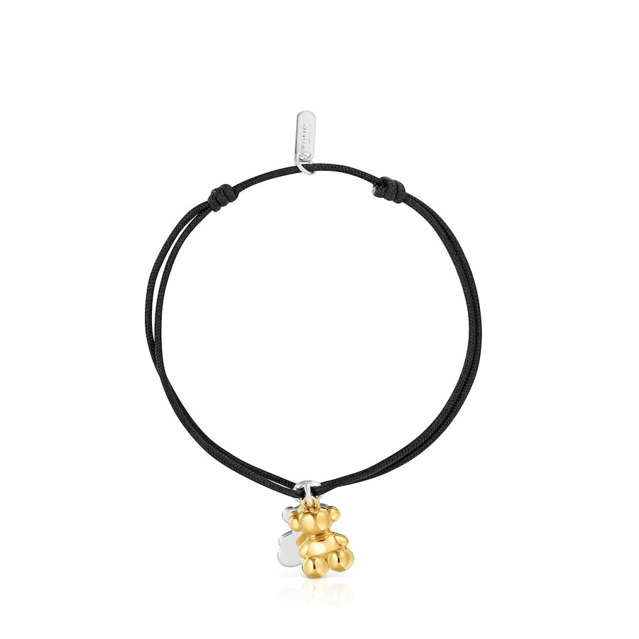 zweifarbiges nylonarmband mit doppeltem bärenmotiv „bold bear