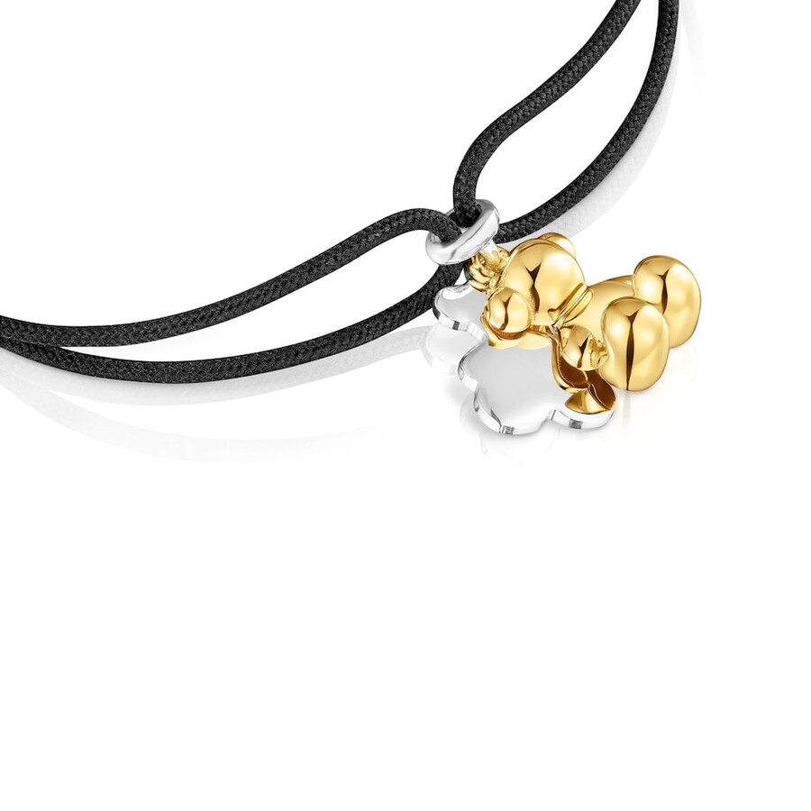 zweifarbiges nylonarmband mit doppeltem bärenmotiv „bold bear