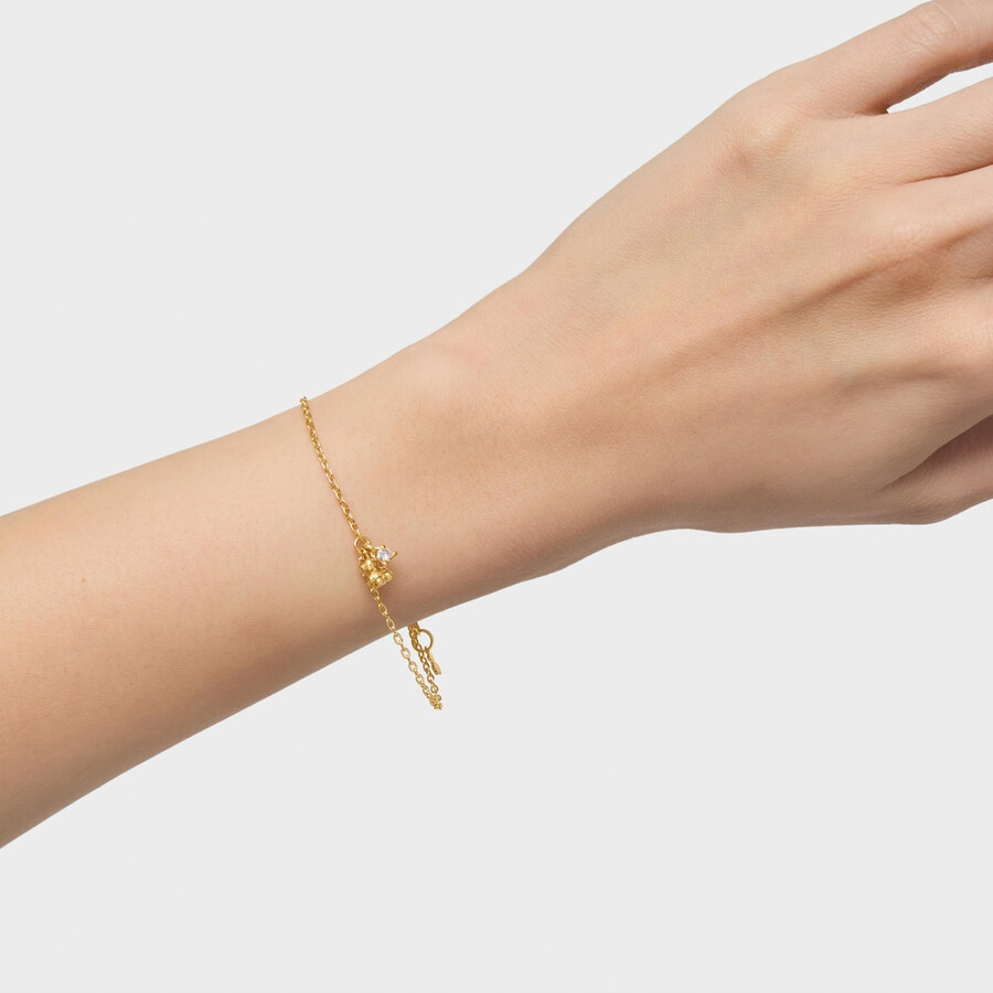 kettenarmband mit 18-karätiger vergoldung auf silber und im labor gezüchteten diamanten bold bear lgd