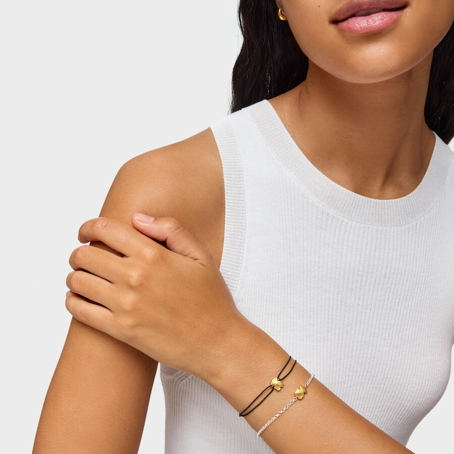 zweifarbiges nylonarmband mit bärenmotiv icon metal