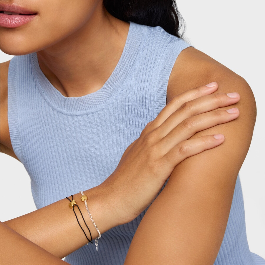 zweifarbiges kettenarmband mit bären-icon aus metall