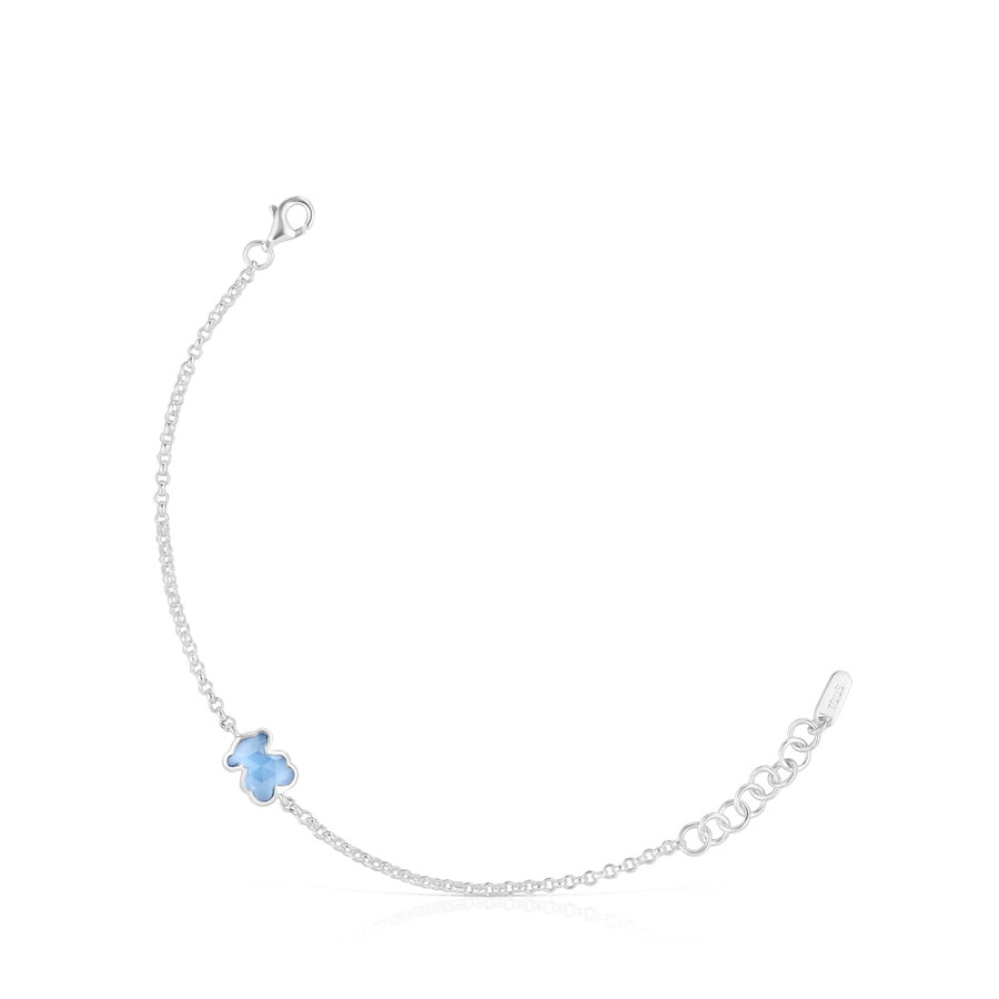 silbernes kettenarmband mit im labor gezüchtetem blauem spinell icon color lgg