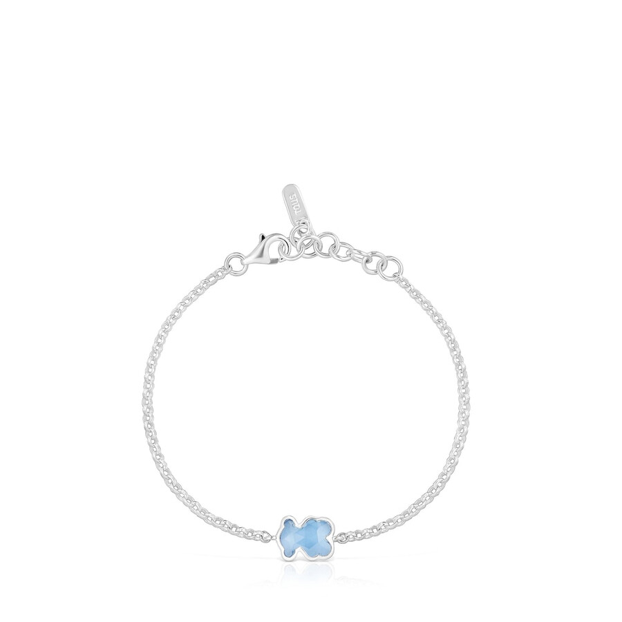 silbernes kettenarmband mit im labor gezüchtetem blauem spinell icon color lgg