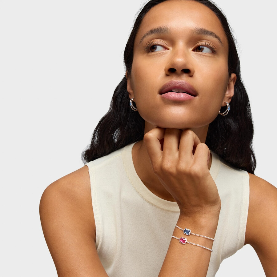 silbernes kettenarmband mit im labor gezüchtetem blauem spinell icon color lgg