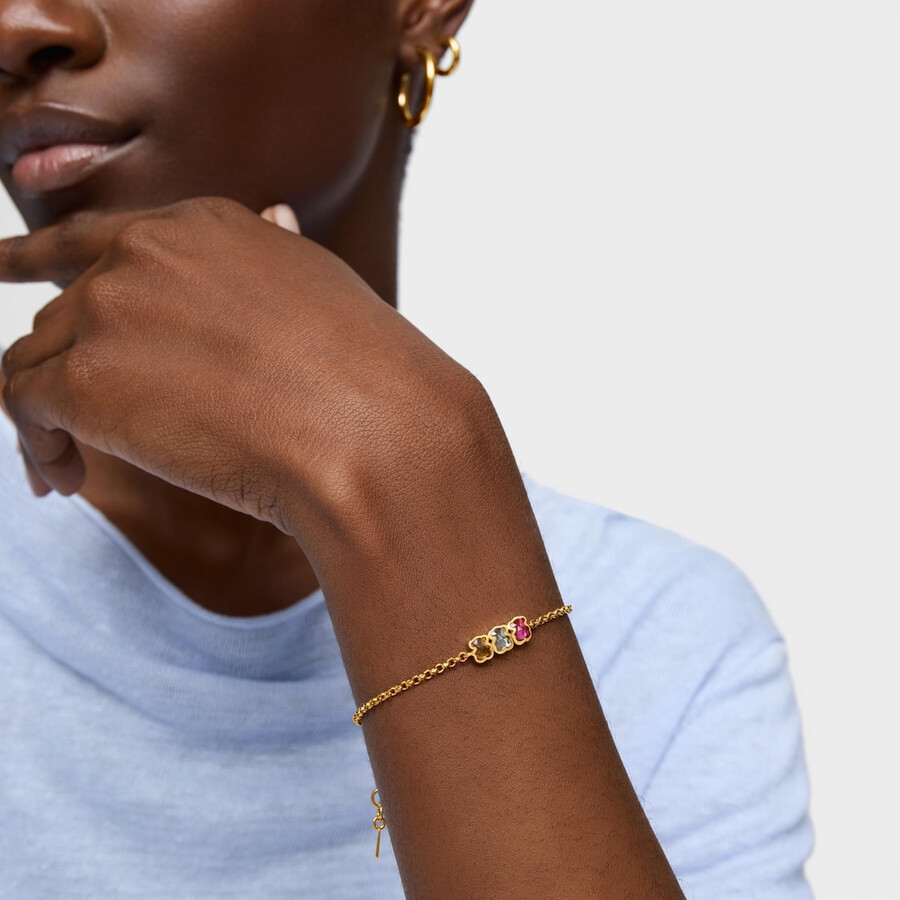 kettenarmband mit 18-karätiger vergoldung auf silber und im labor gezüchteten edelsteinen icon color lgg