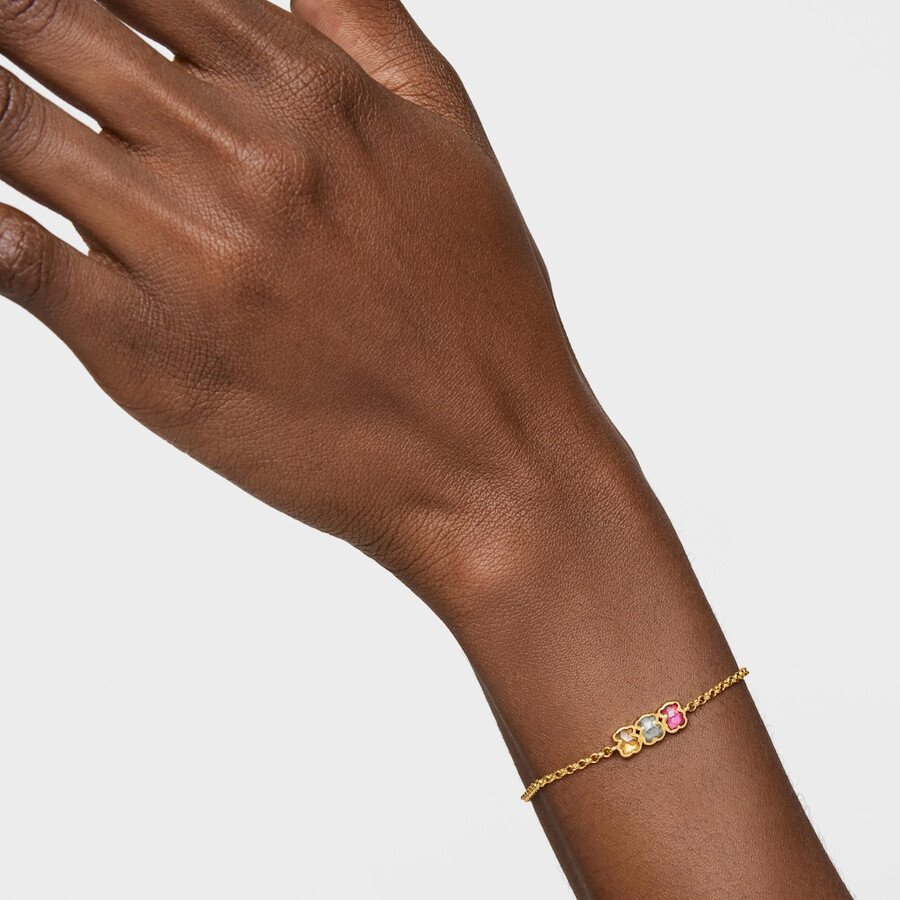 kettenarmband mit 18-karätiger vergoldung auf silber und im labor gezüchteten edelsteinen icon color lgg