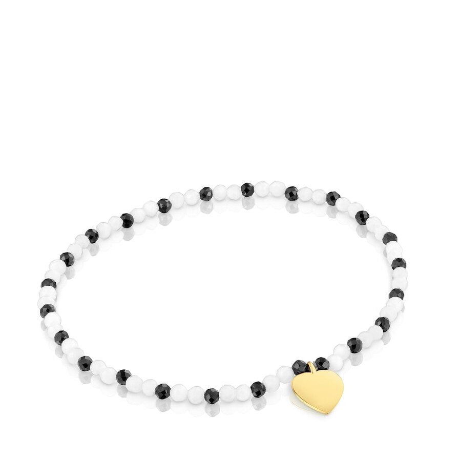 elastisches armband mit chalcedon spinellen und herz 18-karätig vergoldet auf silber tous-motive