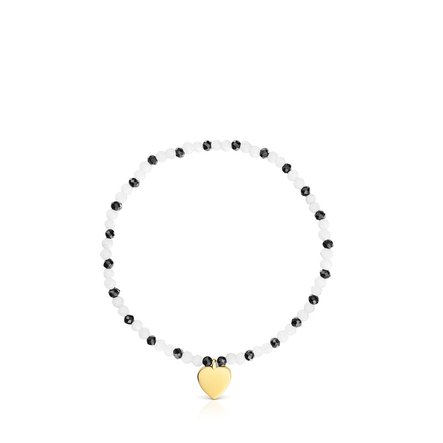 elastisches armband mit chalcedon spinellen und herz 18-karätig vergoldet auf silber tous-motive