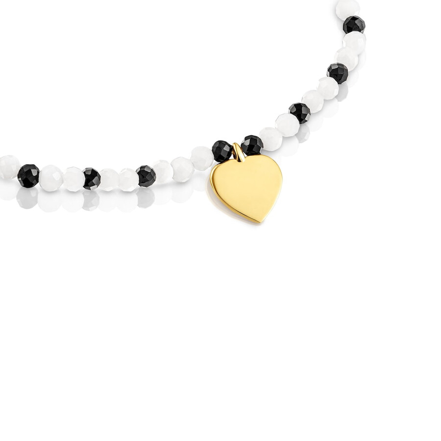 elastisches armband mit chalcedon spinellen und herz 18-karätig vergoldet auf silber tous-motive