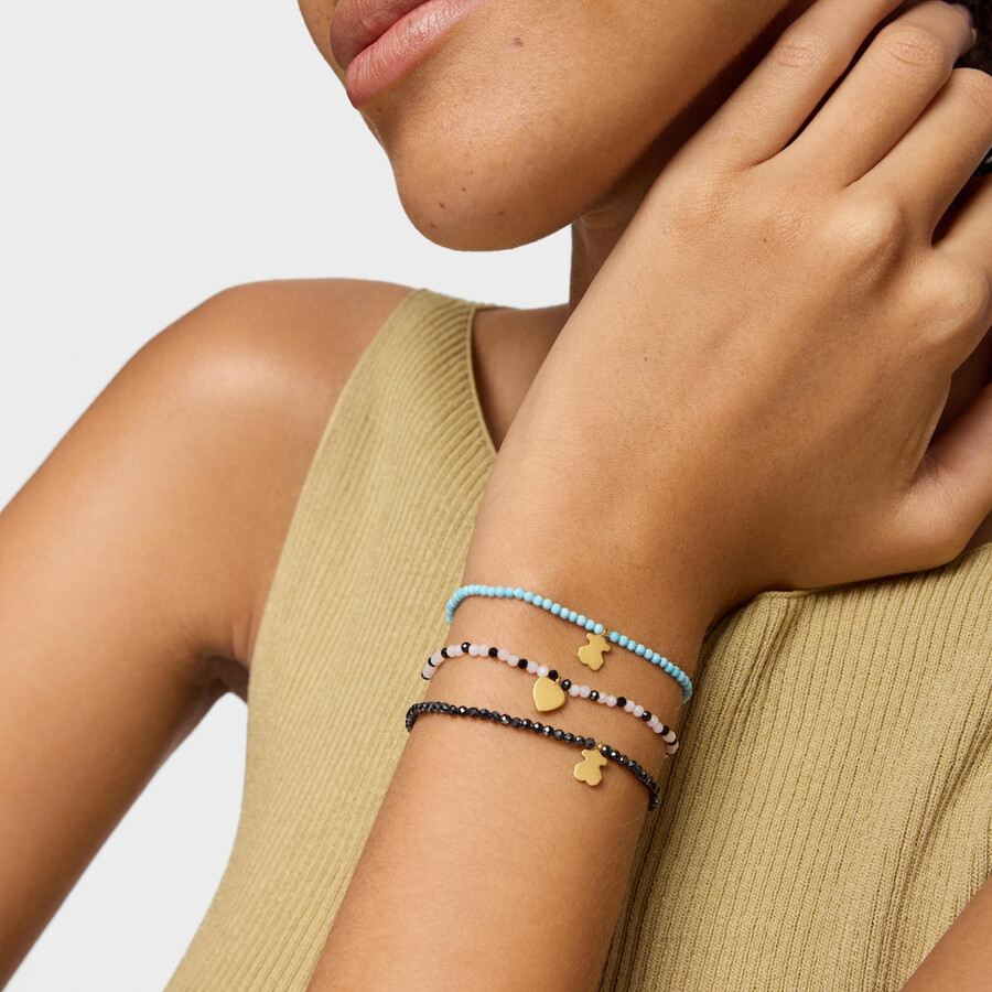 elastisches armband mit chalcedon spinellen und herz 18-karätig vergoldet auf silber tous-motive