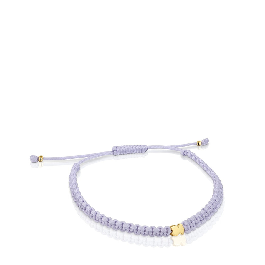 bärenarmband mit 18-karätiger vergoldung auf silber und mauvefarbenem nylon tous-motive