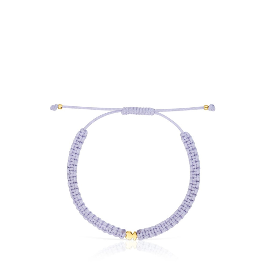 bärenarmband mit 18-karätiger vergoldung auf silber und mauvefarbenem nylon tous-motive