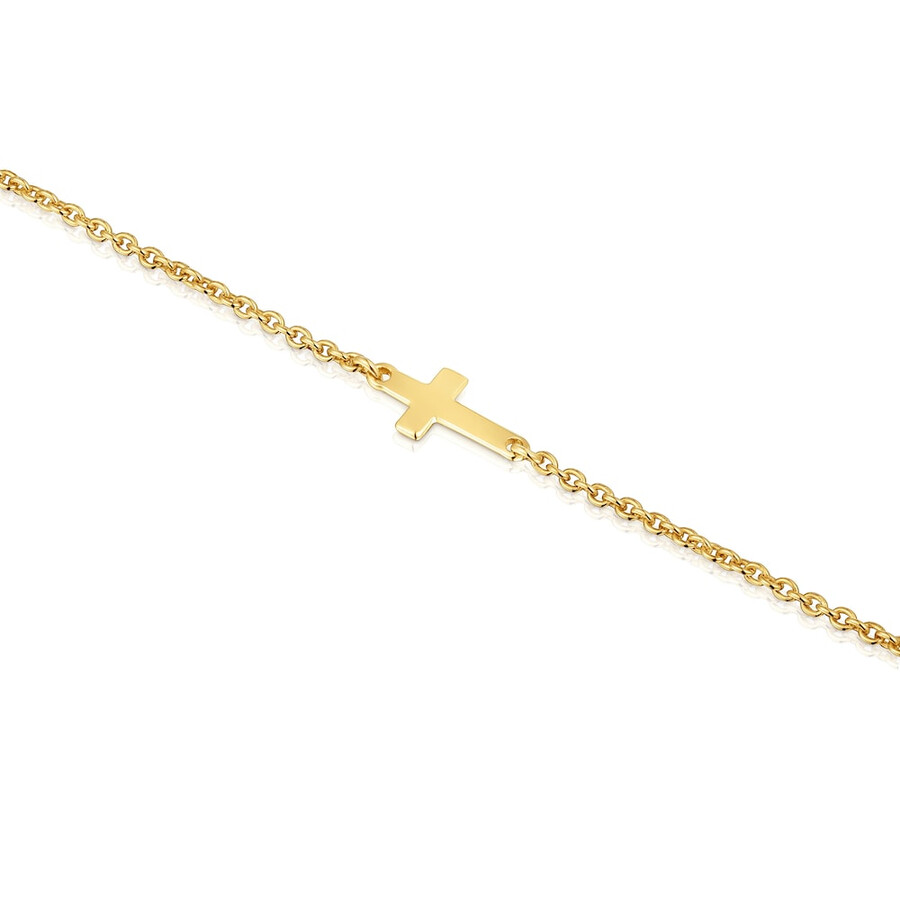 kettenarmband mit kreuz und 18-karätiger vergoldung auf silber tous motive