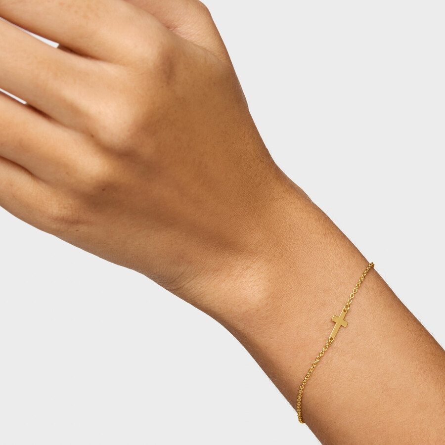 kettenarmband mit kreuz und 18-karätiger vergoldung auf silber tous motive