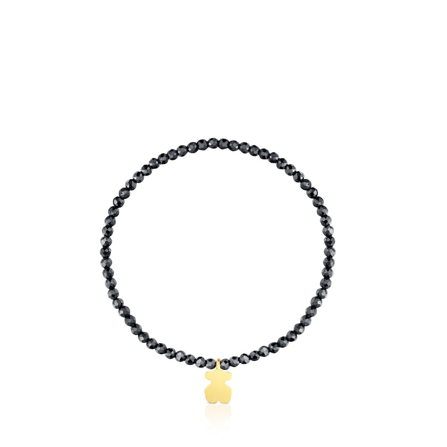 elastisches armband mit hämatit und bär 18 karat vergoldet auf silber tous motive