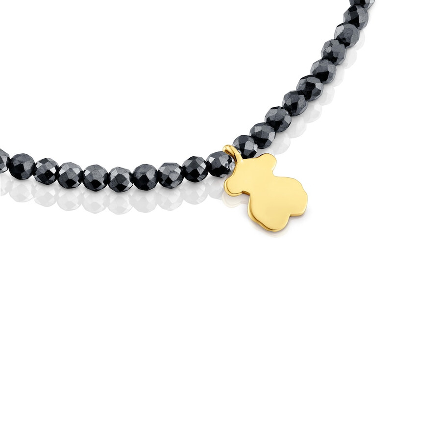 elastisches armband mit hämatit und bär 18 karat vergoldet auf silber tous motive