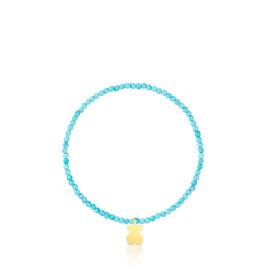elastisches armband mit blauem howlith und bärenmotiv 18 karat goldplattierung auf silber tous-motive