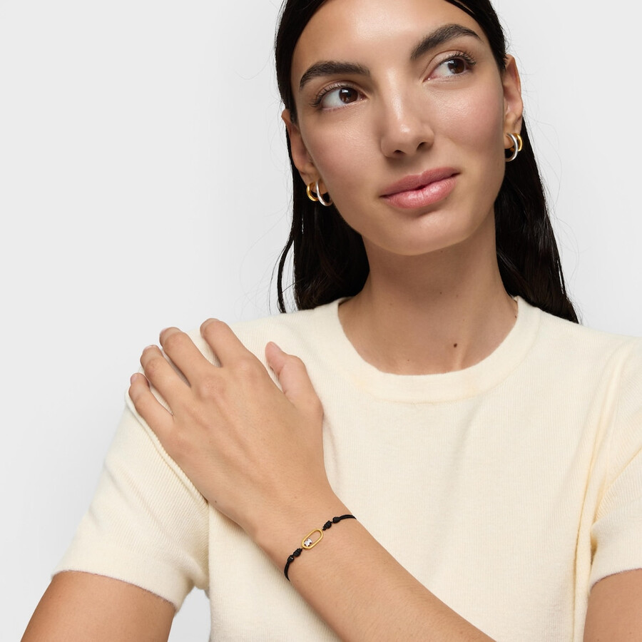 zweifarbiges schwarzes nylonarmband tous camille