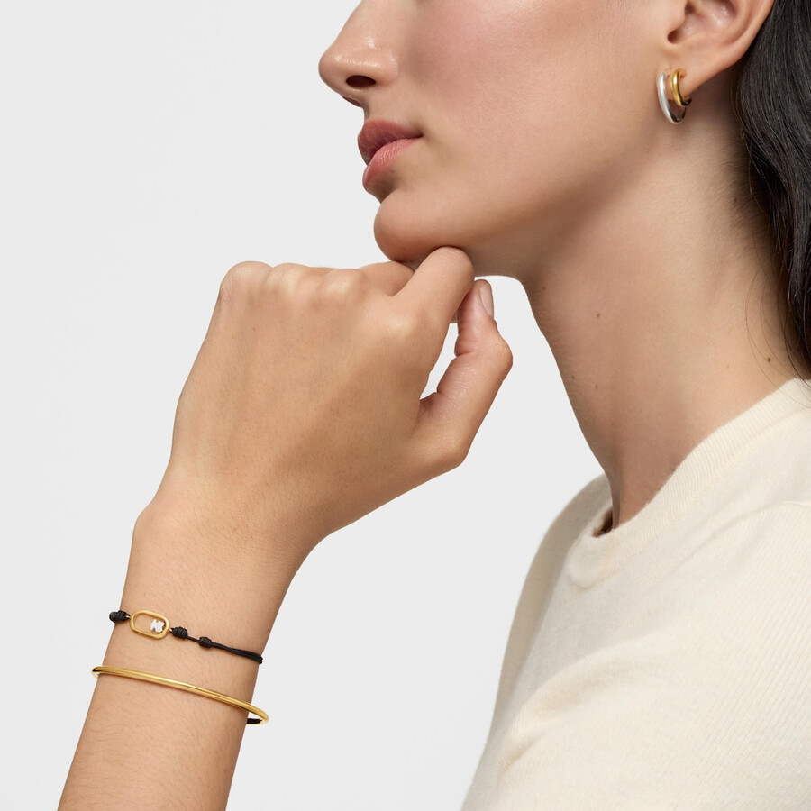 zweifarbiges schwarzes nylonarmband tous camille