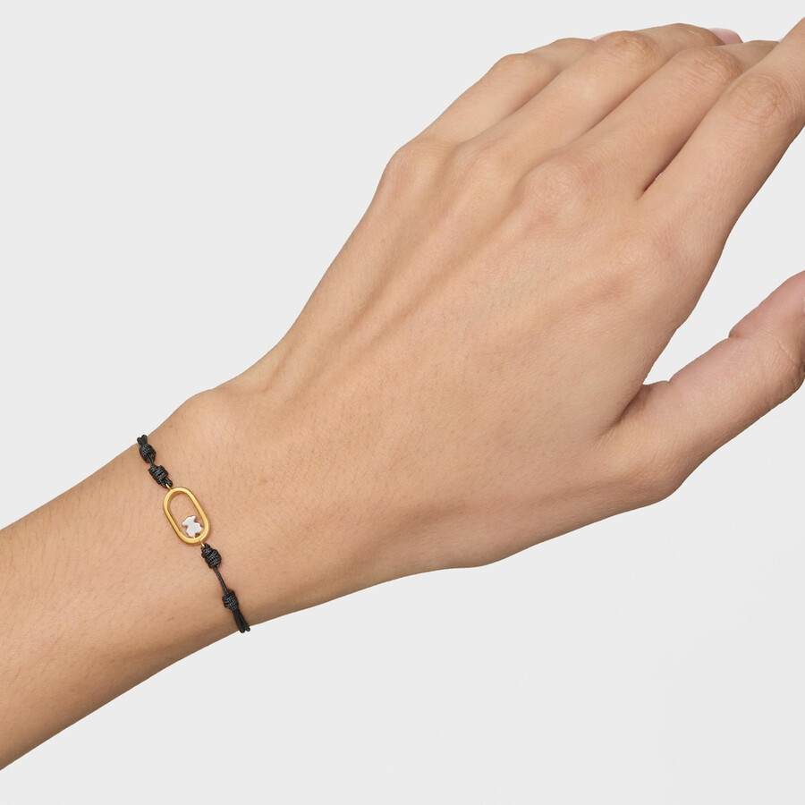 zweifarbiges schwarzes nylonarmband tous camille