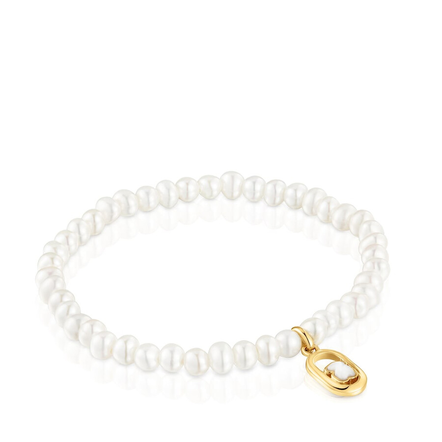elastisches armband mit perlmutt und 18-karätiger vergoldung auf silber tous camille