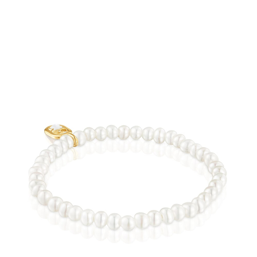 elastisches armband mit perlmutt und 18-karätiger vergoldung auf silber tous camille