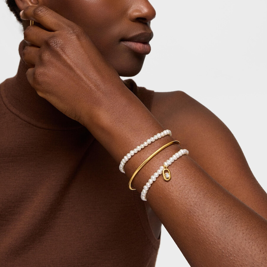 elastisches armband mit perlmutt und 18-karätiger vergoldung auf silber tous camille