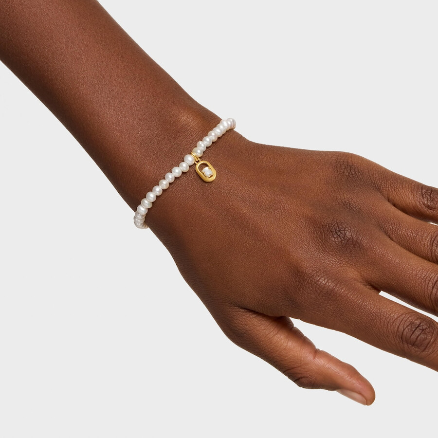 elastisches armband mit perlmutt und 18-karätiger vergoldung auf silber tous camille