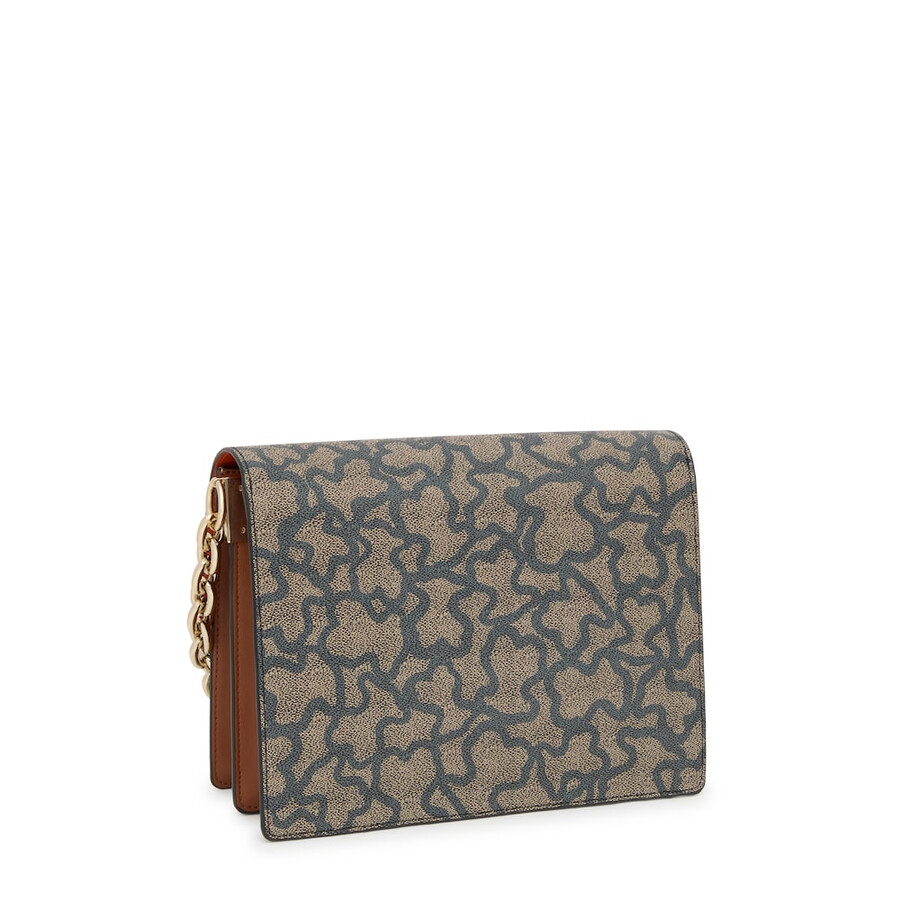 mittelgroße schwarze und beige audree chain crossbody-tasche kaos icon