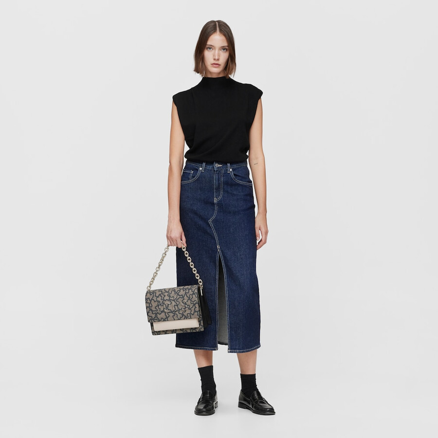 mittelgroße schwarze audree chain crossbody-tasche kaos icon