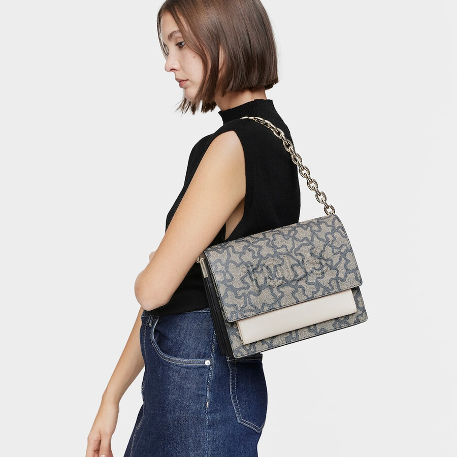 mittelgroße schwarze audree chain crossbody-tasche kaos icon