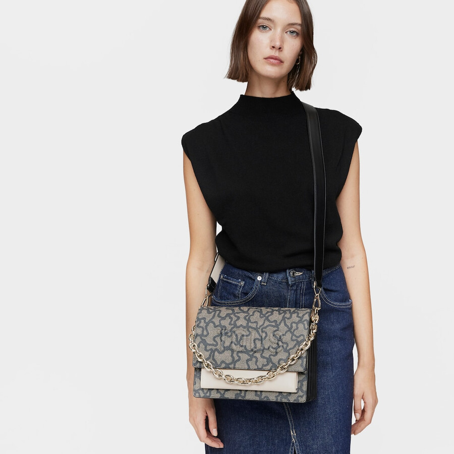mittelgroße schwarze audree chain crossbody-tasche kaos icon
