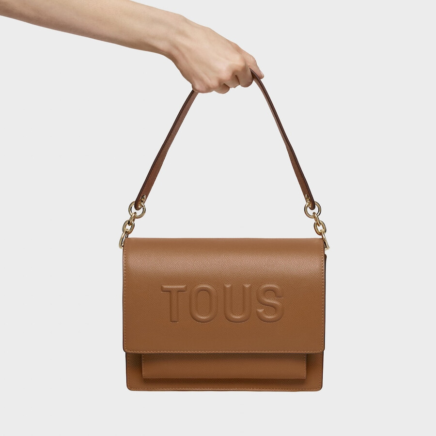 mittelgroße kamelfarbene audree crossbody-tasche von tous brenda