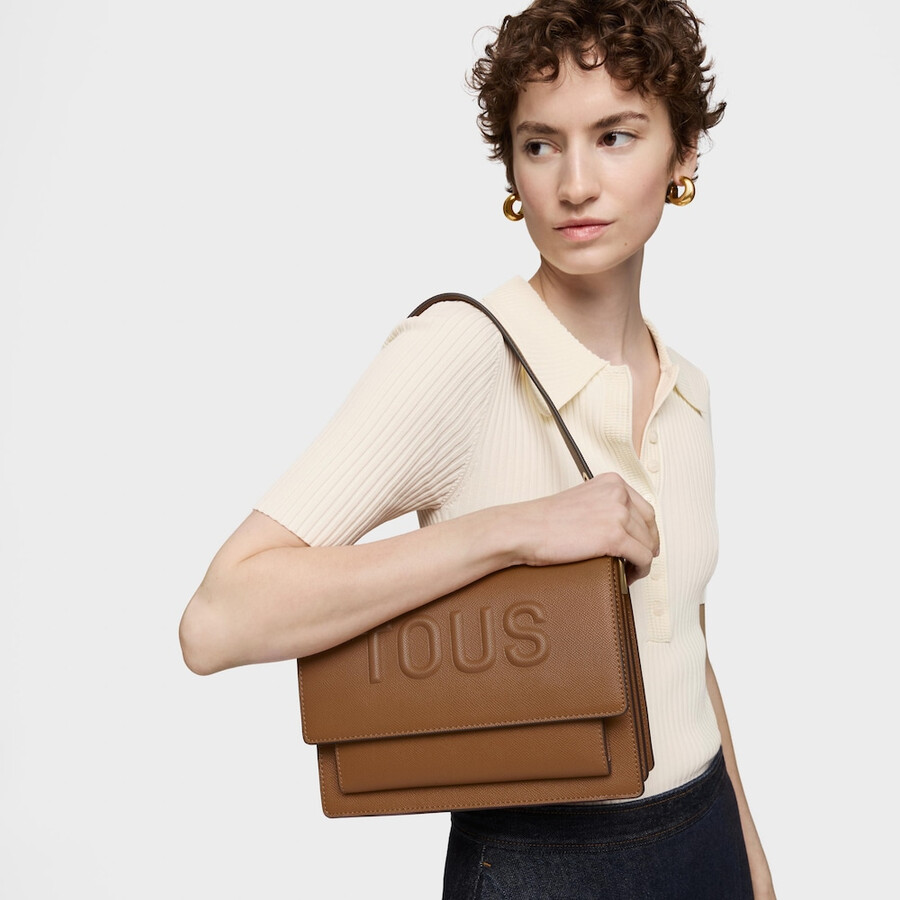 mittelgroße kamelfarbene audree crossbody-tasche von tous brenda