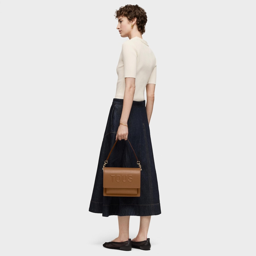 mittelgroße kamelfarbene audree crossbody-tasche von tous brenda