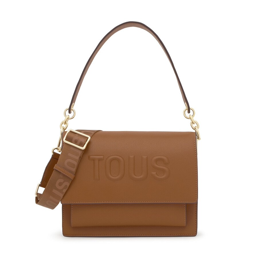 mittelgroße kamelfarbene audree crossbody-tasche von tous brenda