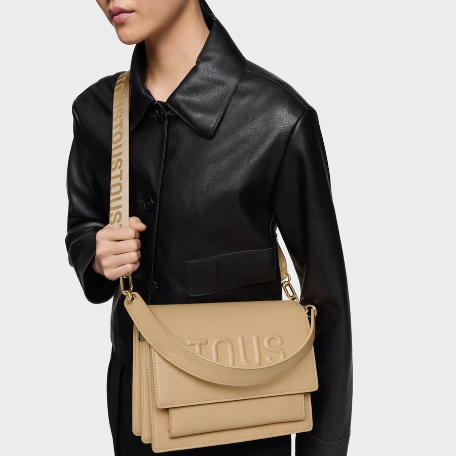mittelgroße sandfarbene audree crossbody-tasche von tous brenda