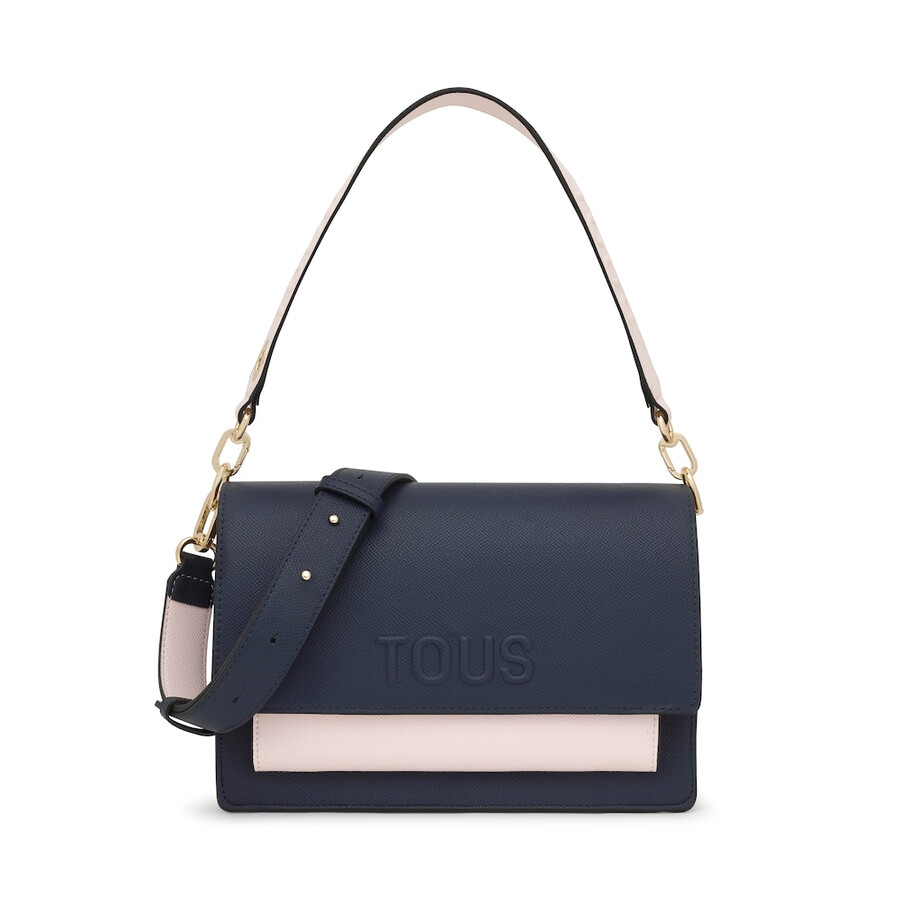mittelblaue und rosafarbene umhängetasche von audree saffiano