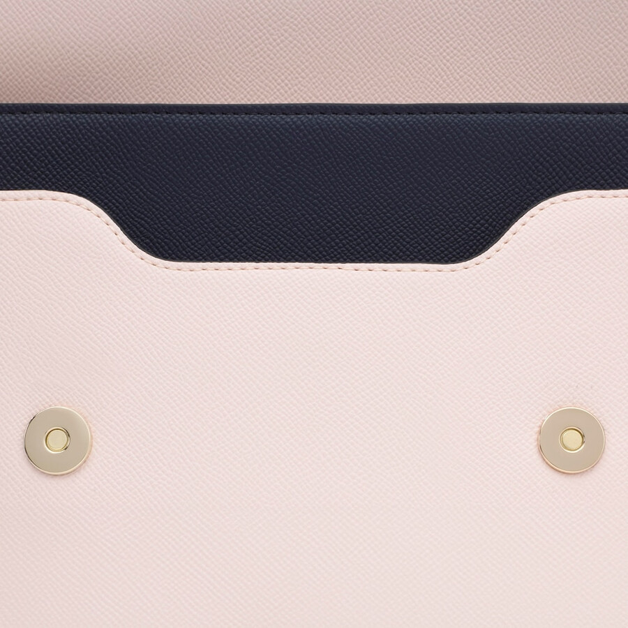 mittelblaue und rosafarbene umhängetasche von audree saffiano