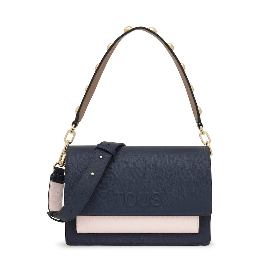 mittelblaue und rosafarbene umhängetasche von audree saffiano
