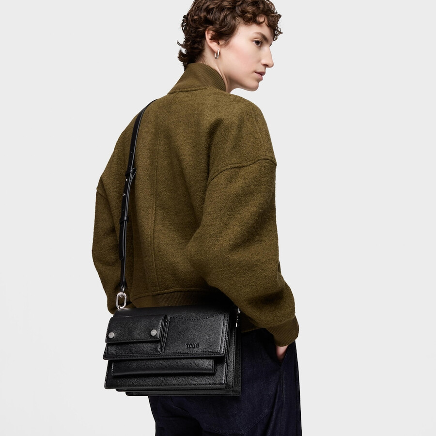 mittelgroße schwarze umhängetasche tous audree pockets