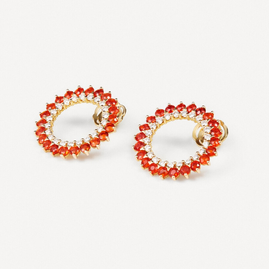 ohrringe aus gold mit diamanten und opalen in flammenform tous atelier