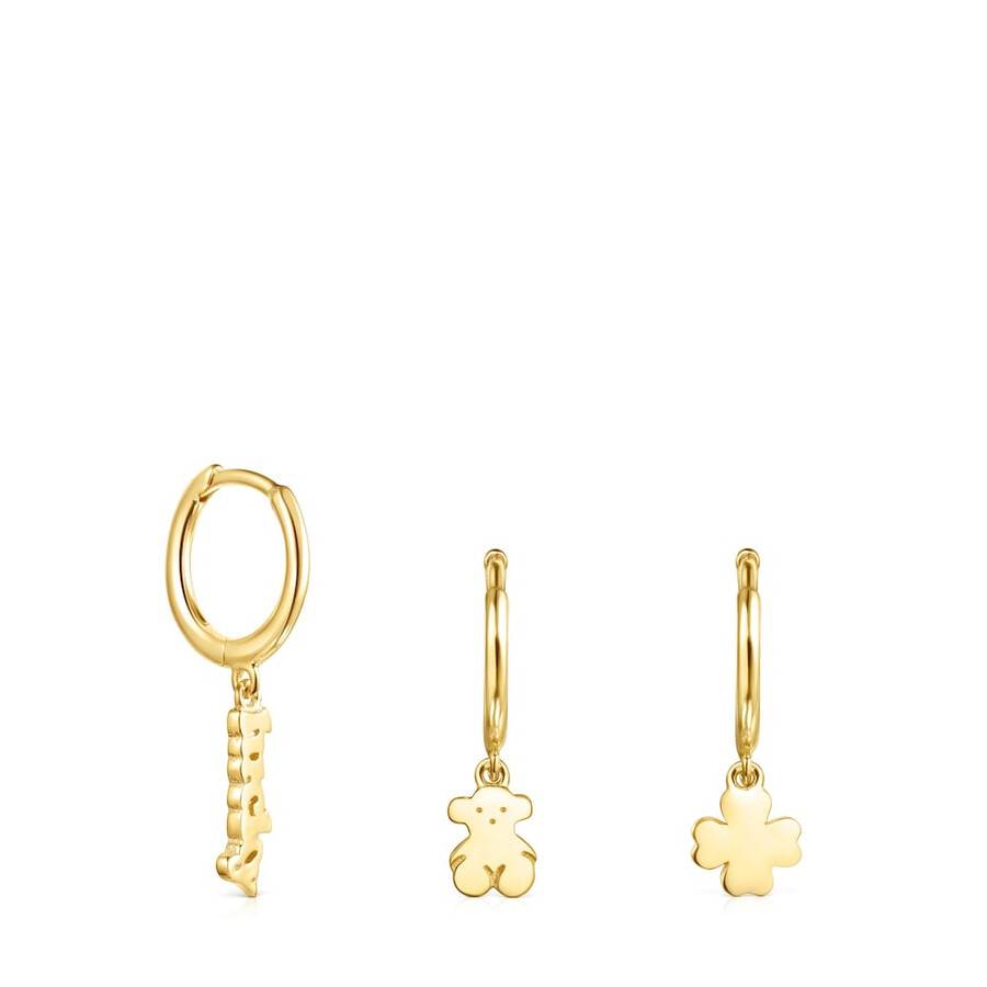 tous good vibes creolen-set aus silbervergoldetem sterlingsilber