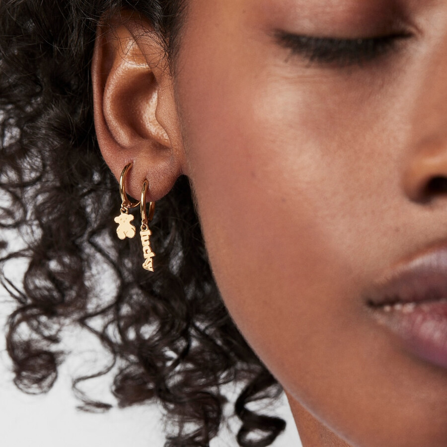 tous good vibes creolen-set aus silbervergoldetem sterlingsilber