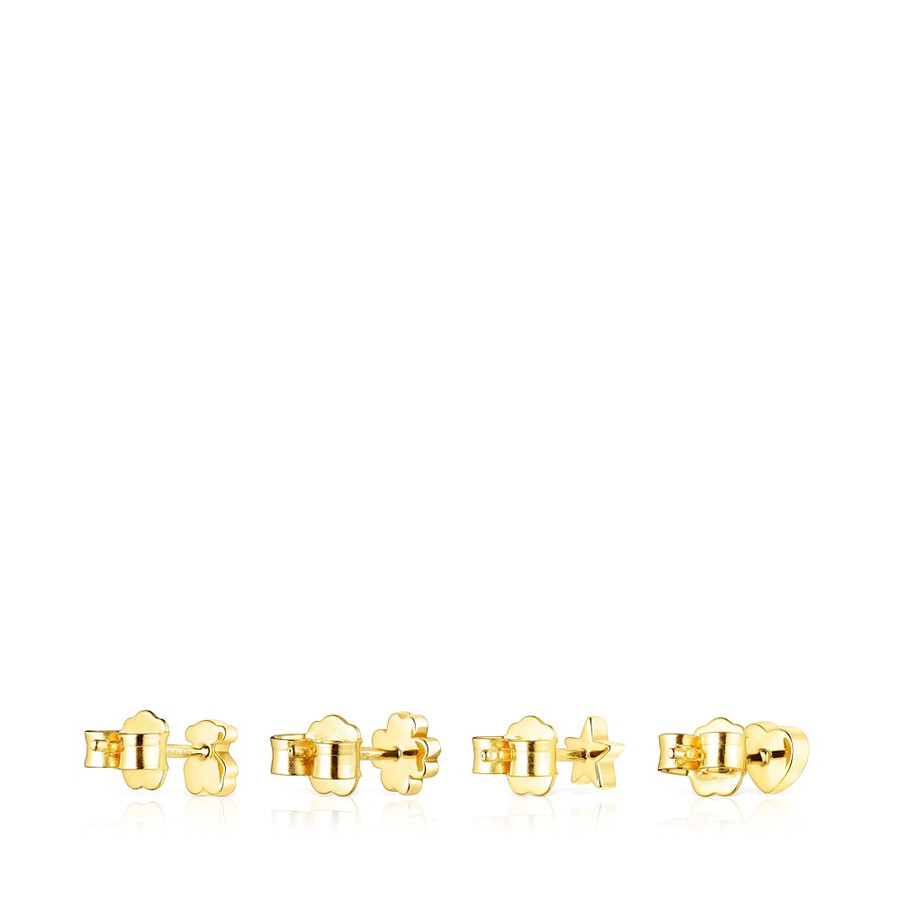 set aus silbervergoldeten teddybär-ohrringen mit edelsteinen