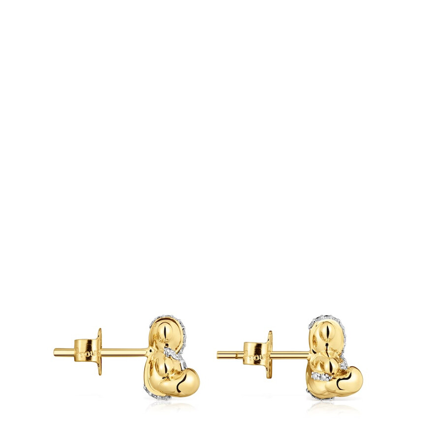 kleine ohrringe mit bärenmotiv aus gold und diamanten