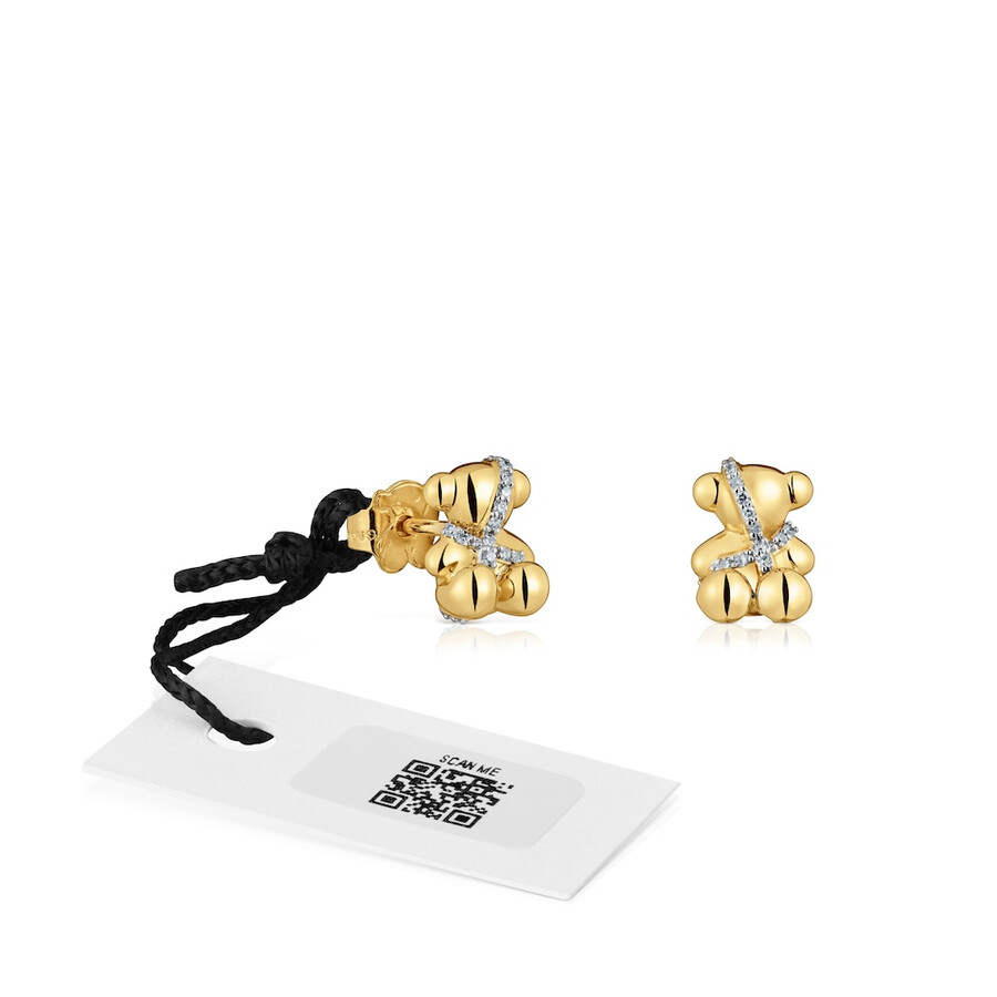 kleine ohrringe mit bärenmotiv aus gold und diamanten